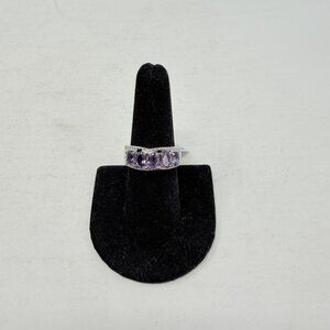 Shop LC Bolivian Purple Amethyst 5 Stone Size 8 Ring in Stainless Steel 5288